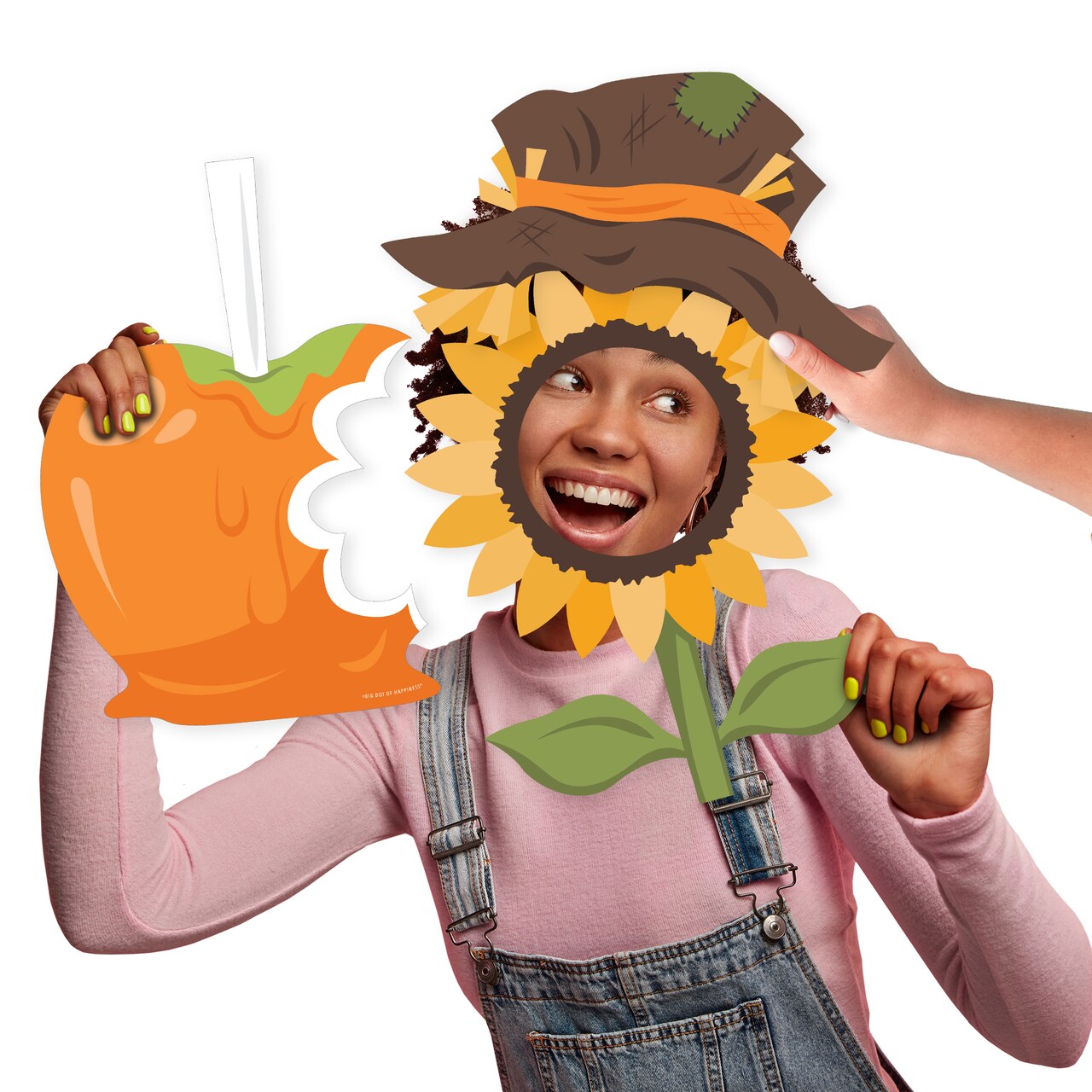Big Dot of Happiness Fall Leaves - Sunflower, Apple and Scarecrow Decorations - Harvest Party Large Photo Props - 3 Pc